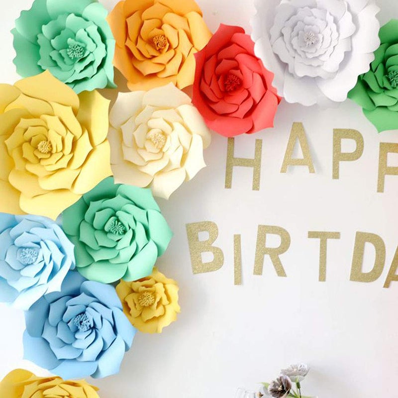 N.C N/C 3pcs Party Paper Flower Wedding Flower Backdrop Decorations DIY Handcrafted Flower for Wedding Backdrop Nursery Wall Decoration (Flower-1, Yellow) - Image 3